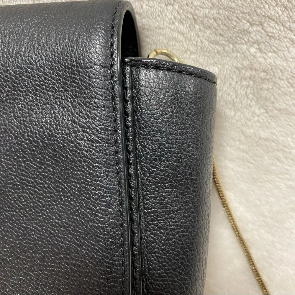 Kate Spade Jill Longacre Couth Black Leather Shoulder‎ Bag Handbag Chain Strap